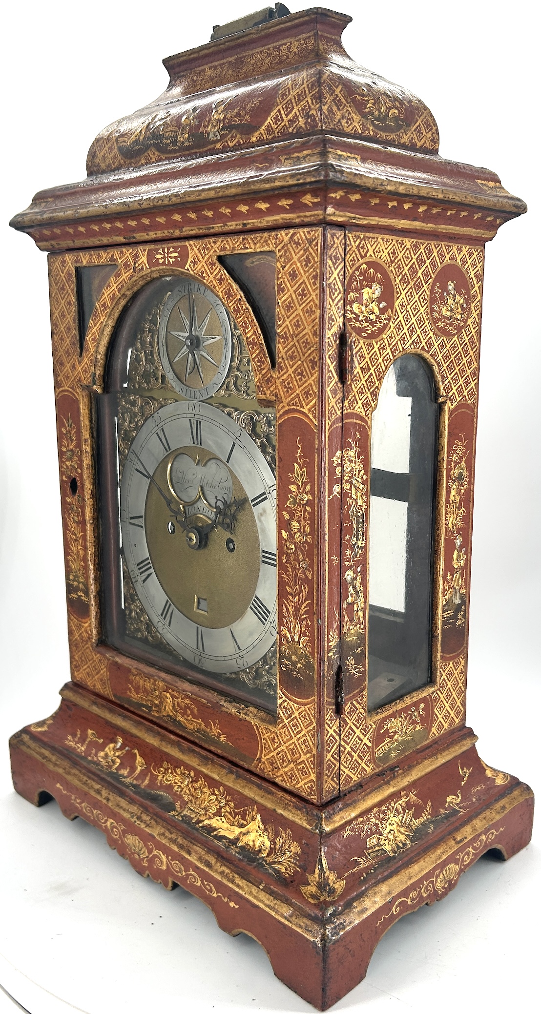 Outstanding Red Chinoiserie English Verge Twin Fusee Bracket Clock – Ca 1760 - Image 10